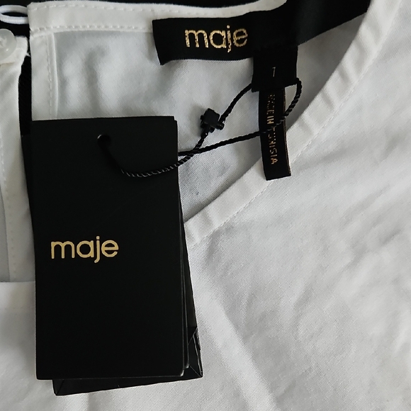 Maje White Smocked Blouse - Picture 3 of 15